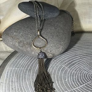 Antiqued Gold Tassel Necklace